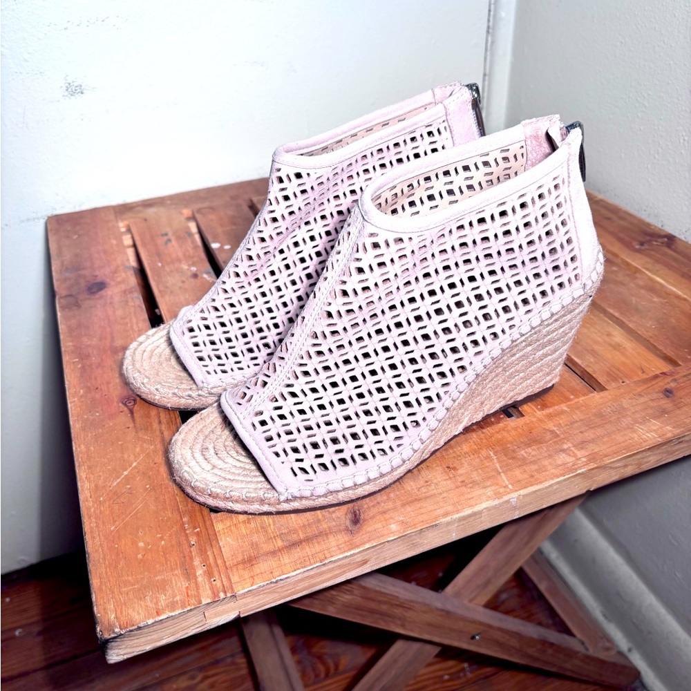Vince Camuto Back Zip Cutout Wedge Sandals